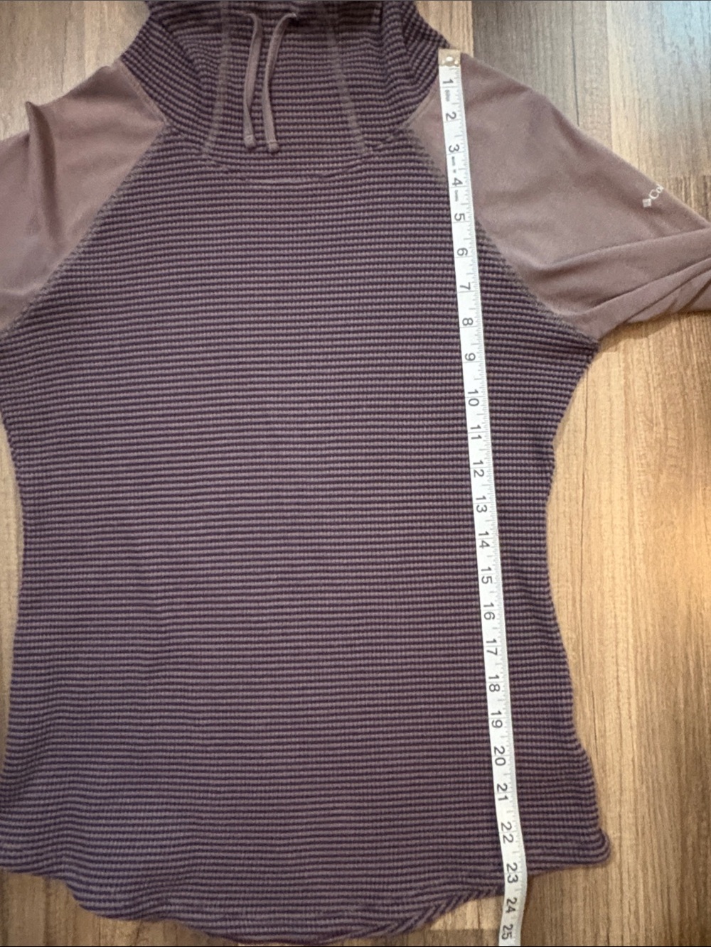 Columbia Lightly Fitted Purple Striped Hoodie with Cowl Neck - Picture 8 of 9